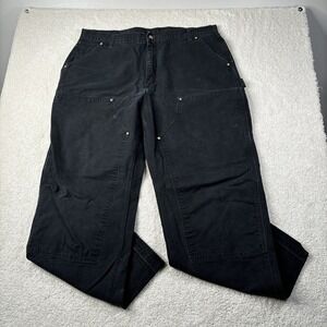 Vtg Carhartt Carpenter Double Knee Work Pants Black B01 BLK USA 40 X 30 Distress